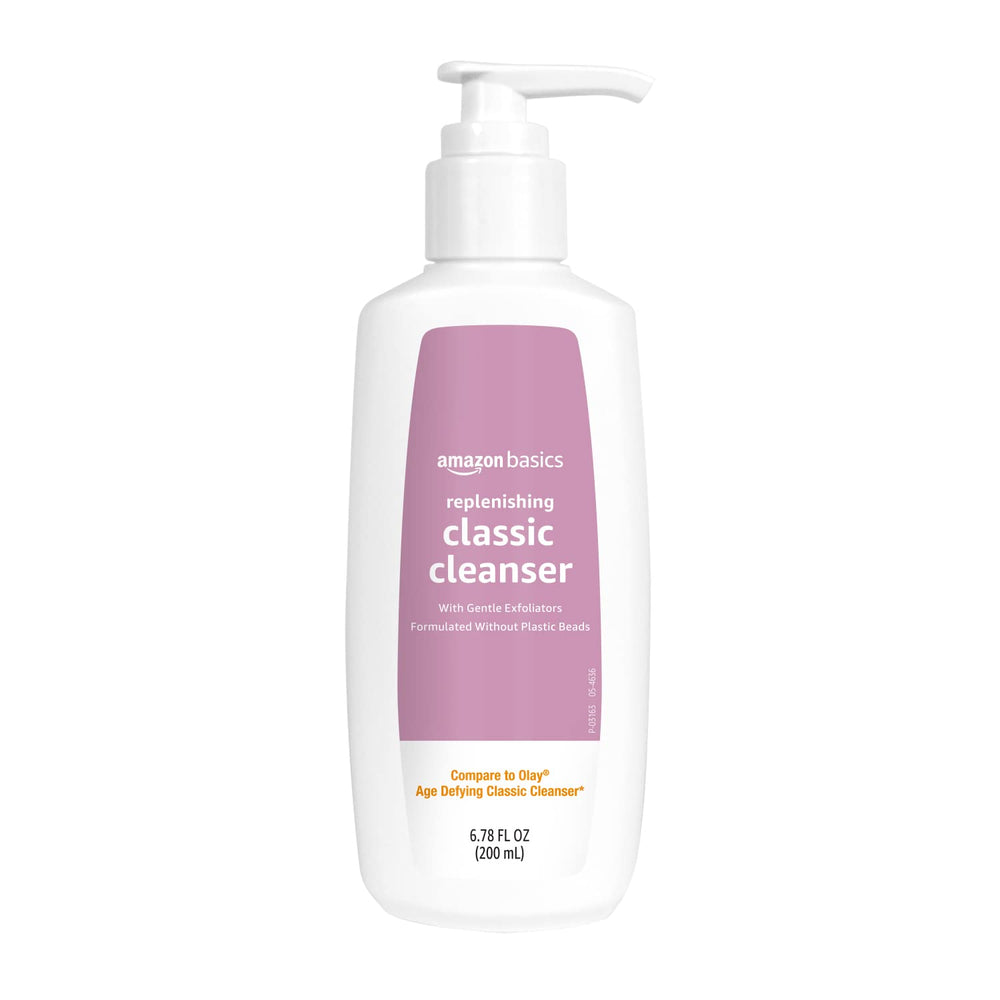 Amazon Basics Gentle Exfoliating Face Wash bottle showing gentle exfoliation for daily renewal