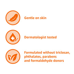 Amazon Basics Gentle & Mild Clear Hand Soap Refill label demonstrates triclosan-free formulation