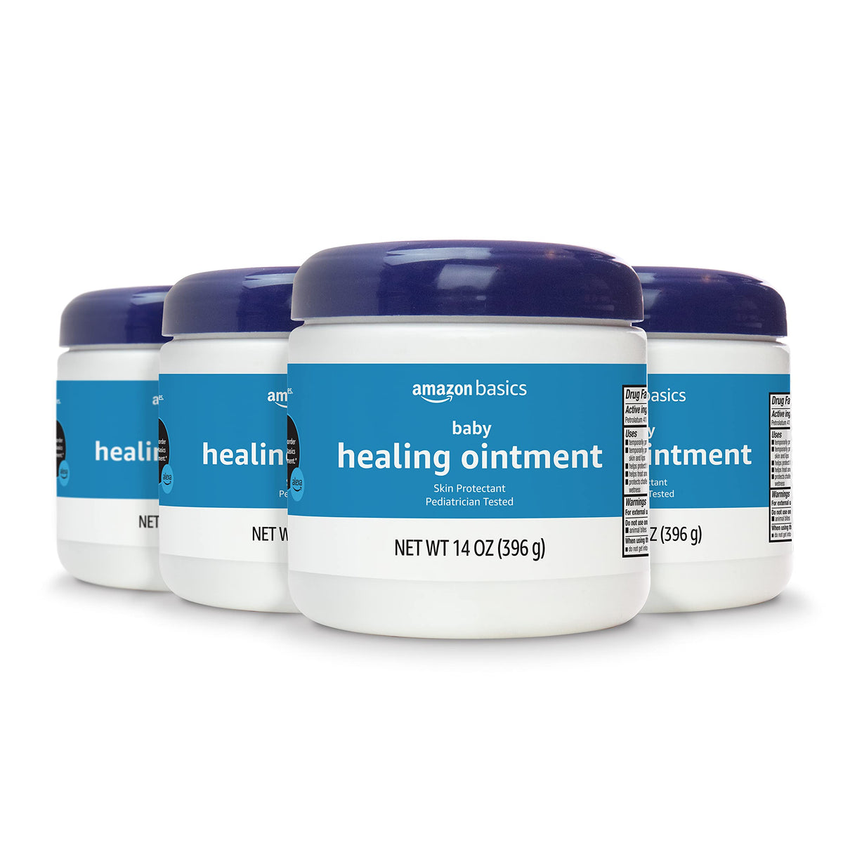 Amazon Basics Healing Ointment baby jar for soothing irritated skin.