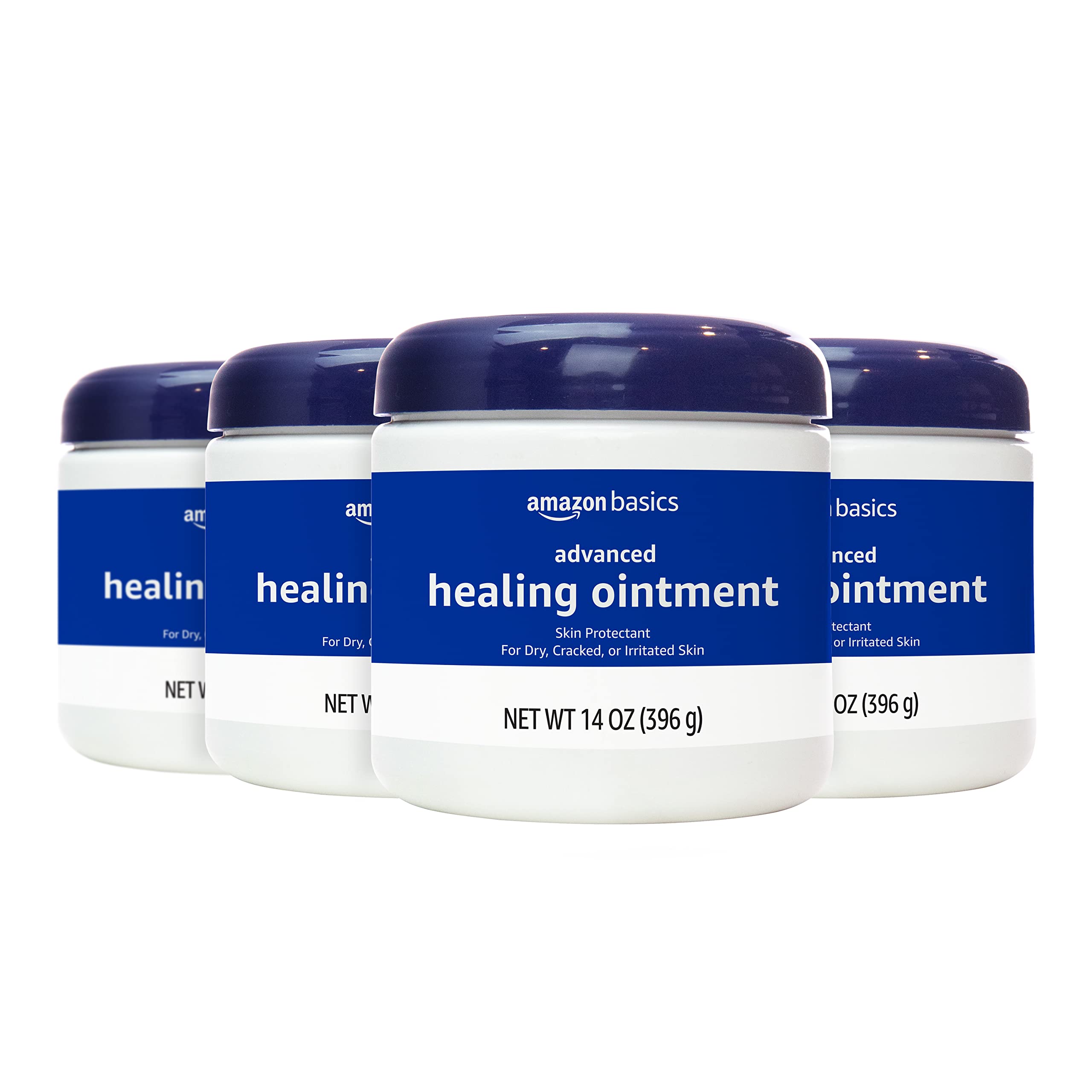 Amazon Basics Healing Ointment bottle front, soothing dry skin and lips
