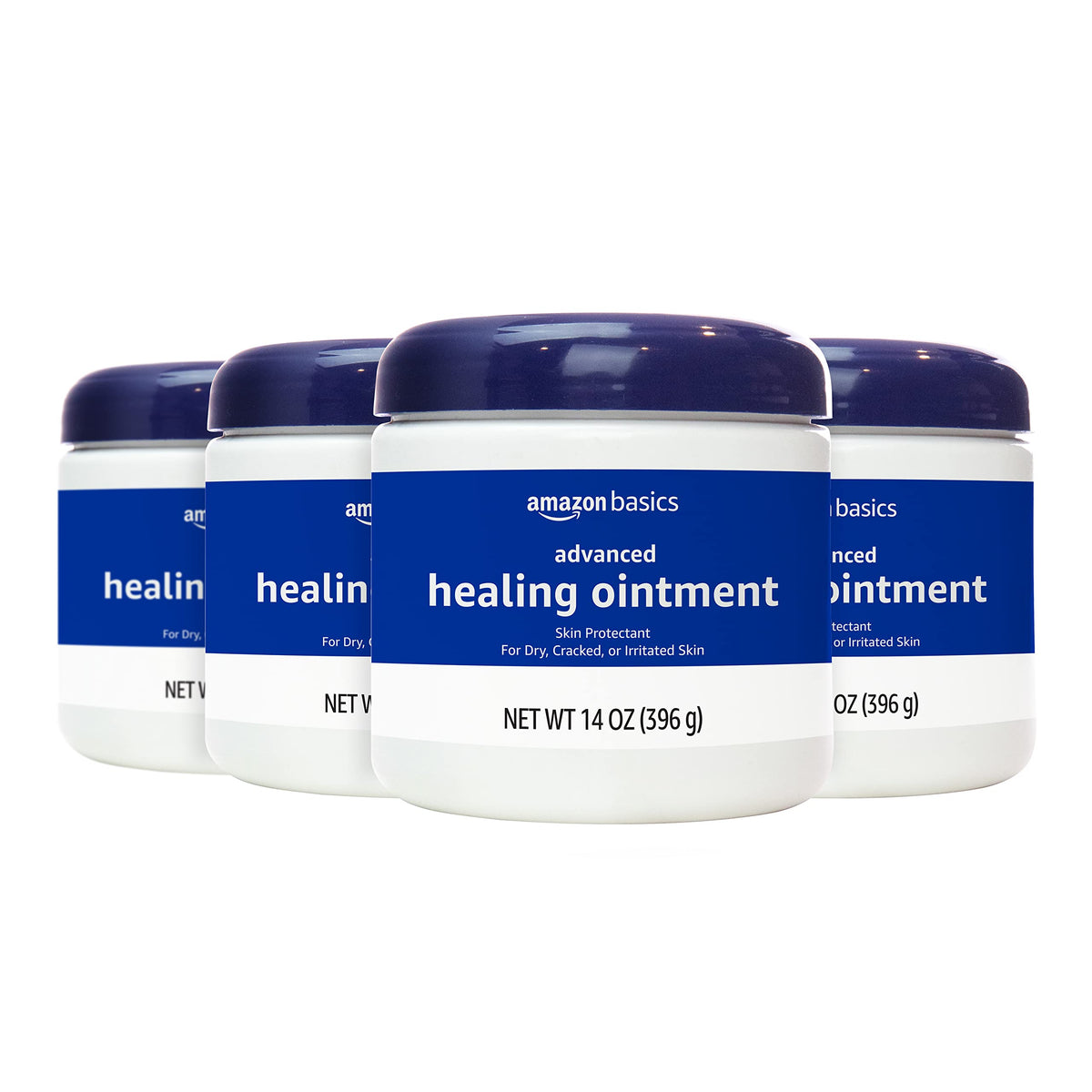 Amazon Basics Healing Ointment bottle front, soothing dry skin and lips