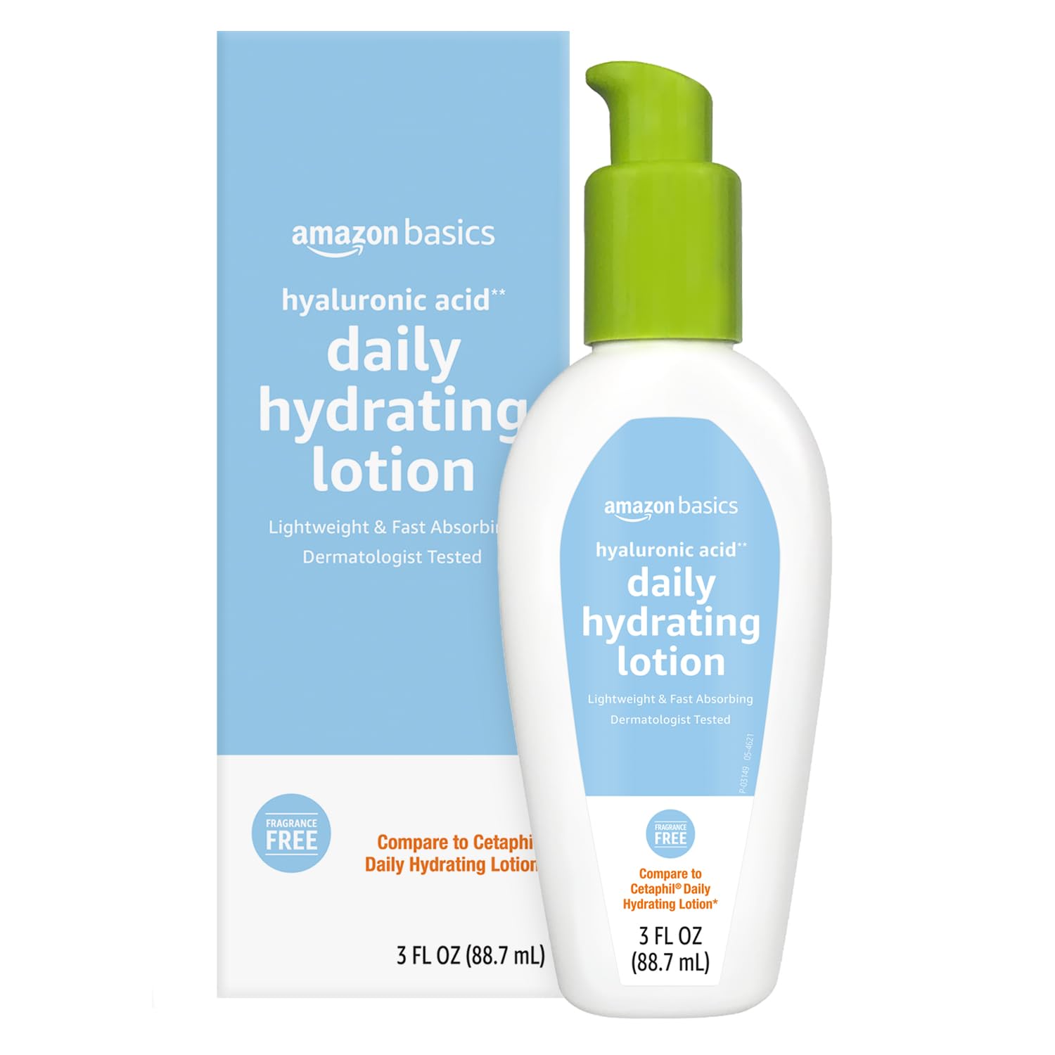 Amazon Basics Hyaluronic Acid Face Moisturizer bottle for lightweight hydration.