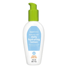 Amazon Basics Hyaluronic Acid Face Moisturizer label close-up for clear ingredient cues.