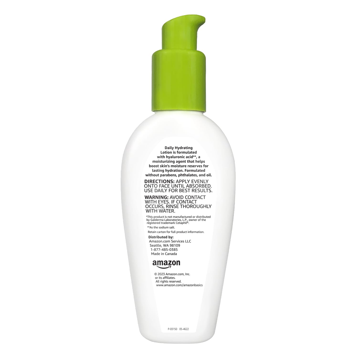 Amazon Basics moisturizer resting on a bathroom shelf.