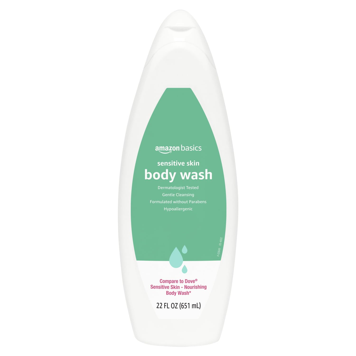 Amazon Basics hypoallergenic body wash bottle in use for gentle cleansing