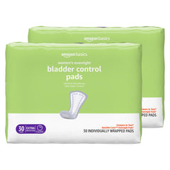 Amazon Basics women's incontinence pads — pack overview and coverage.