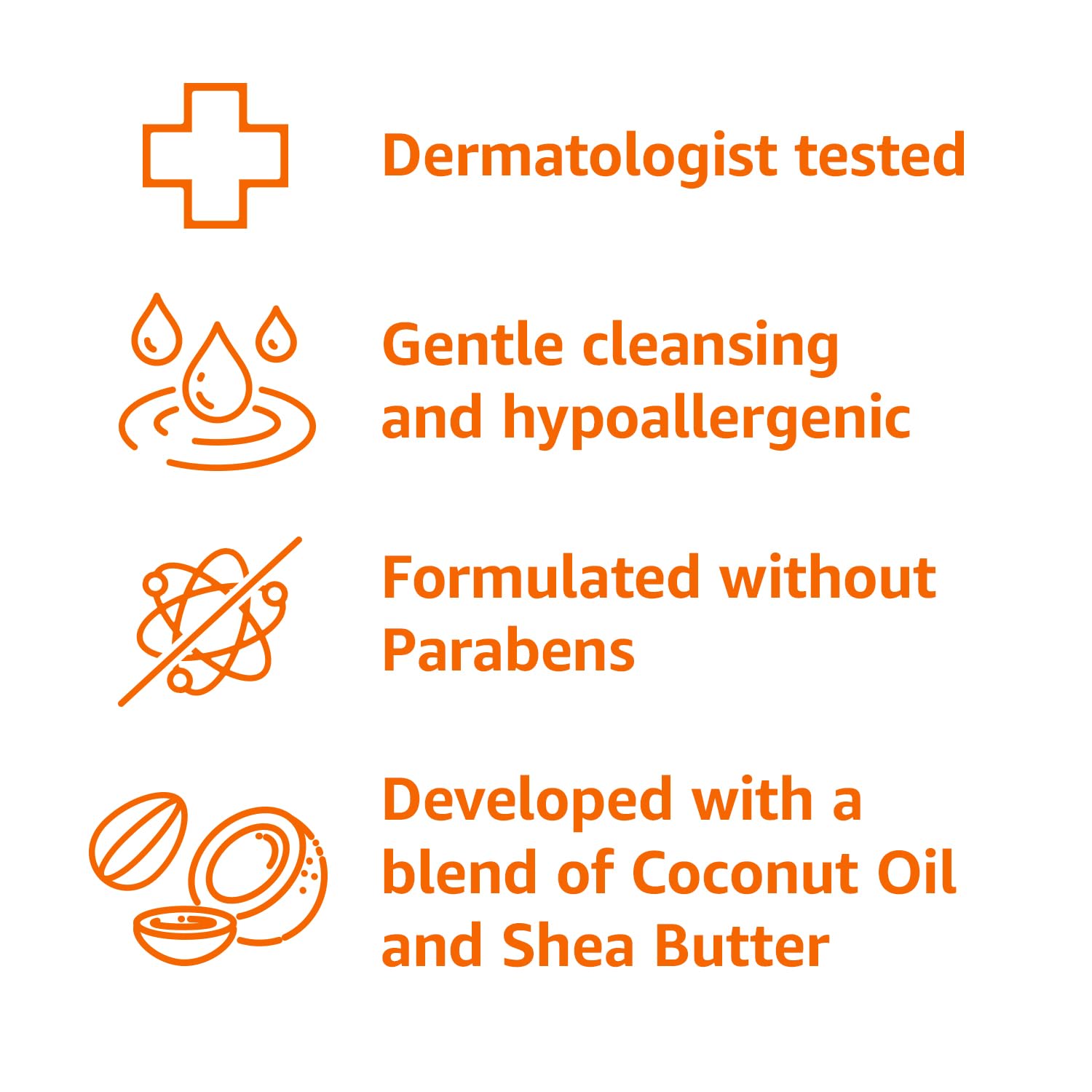 Amazon Basics ingredients card highlights coconut oil and shea butter for moisture