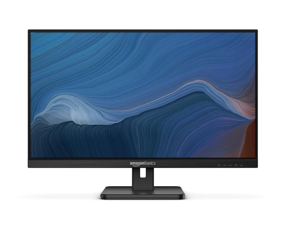 Amazon Basics 27-inch IPS monitor front view shows vivid colors for work and streaming