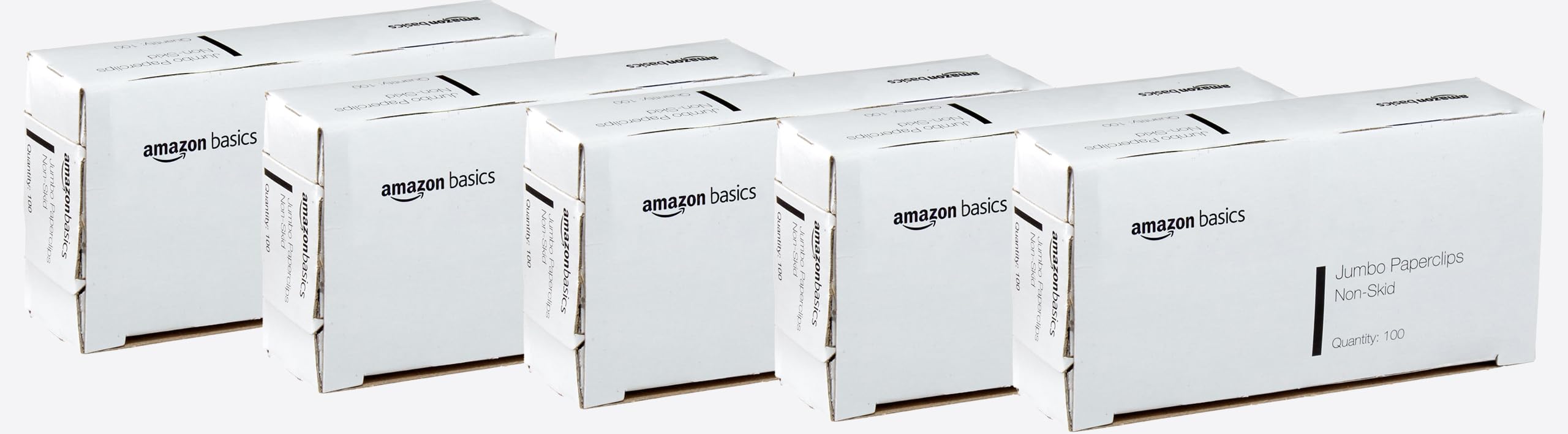 Amazon Basics jumbo paper clips in a 10-box set for organized filing.