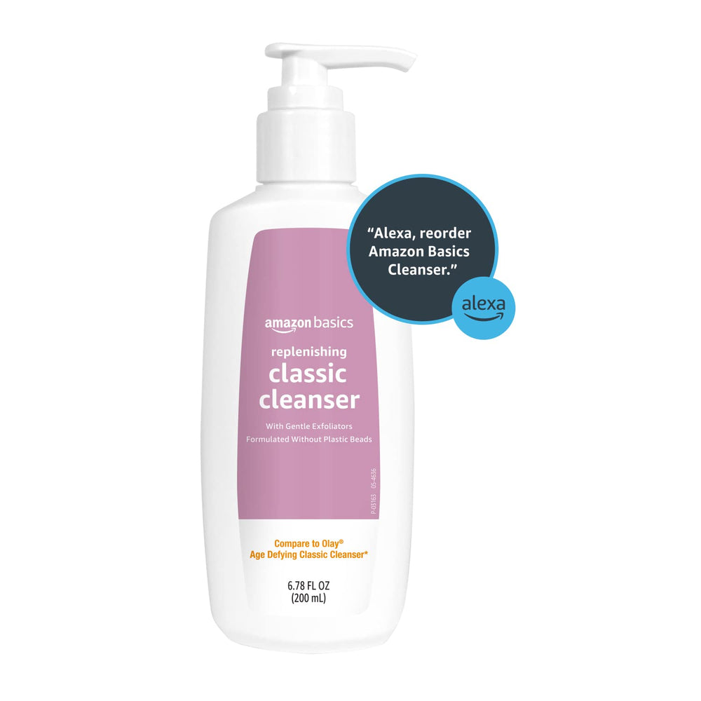 Amazon Basics label closeup shows 6-78-fl-oz bottle and value