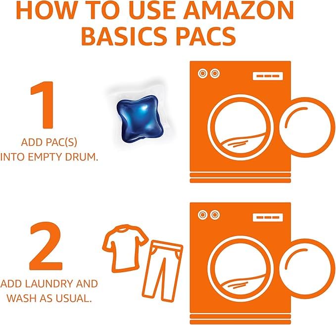 Amazon Basics pacs pre-measured for easy, mess-free loads.