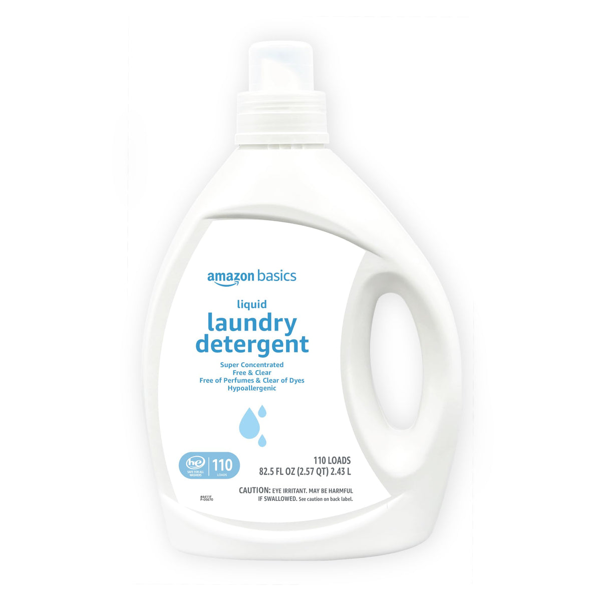 Amazon Basics liquid detergent bottle front showing hypoallergenic formula
