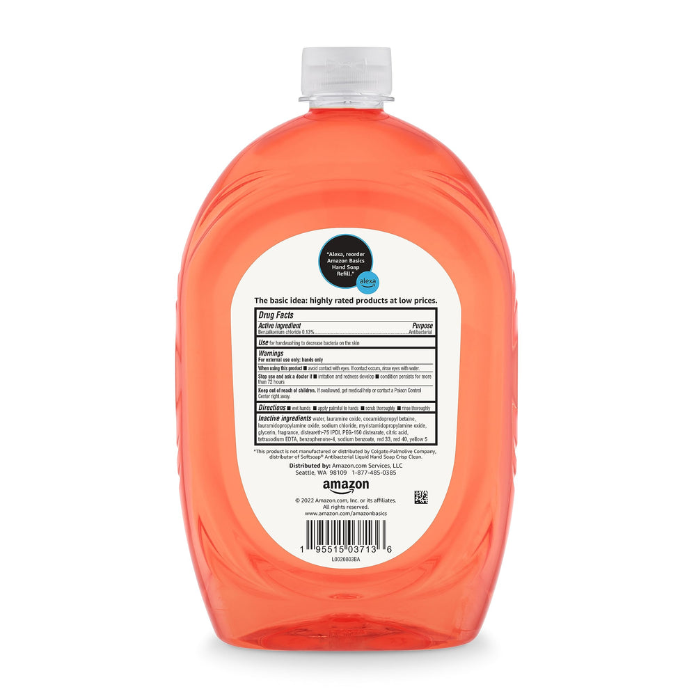 Amazon Basics refill front label showing citrus scent and ingredients