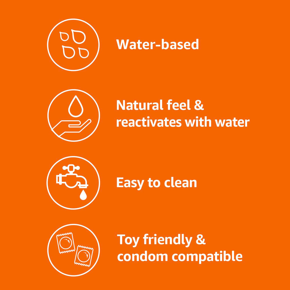 Amazon Basics Liquid lubricant easy-clean shot highlighting compatibility