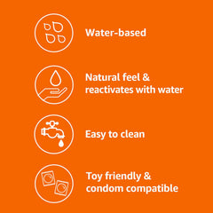 Amazon Basics Liquid lubricant easy-clean shot highlighting compatibility