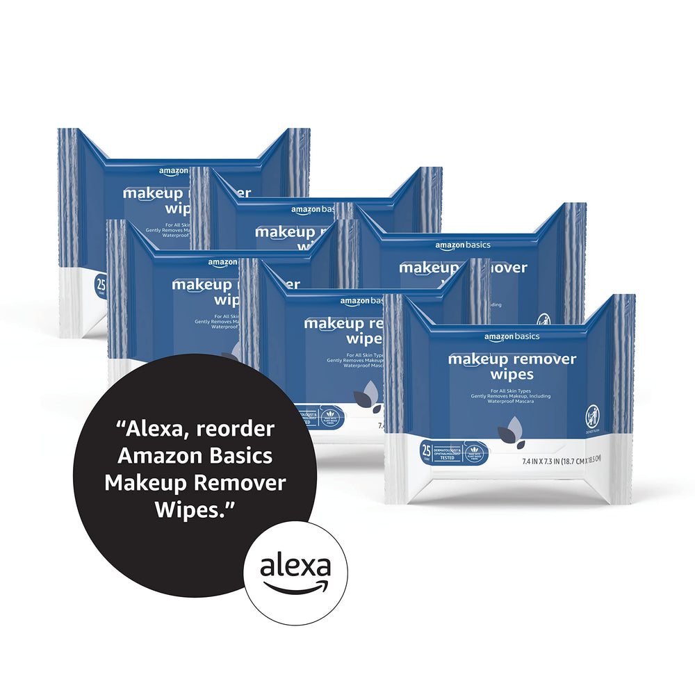 Amazon Basics Makeup Remover Wipes dermatology-tested label on packaging
