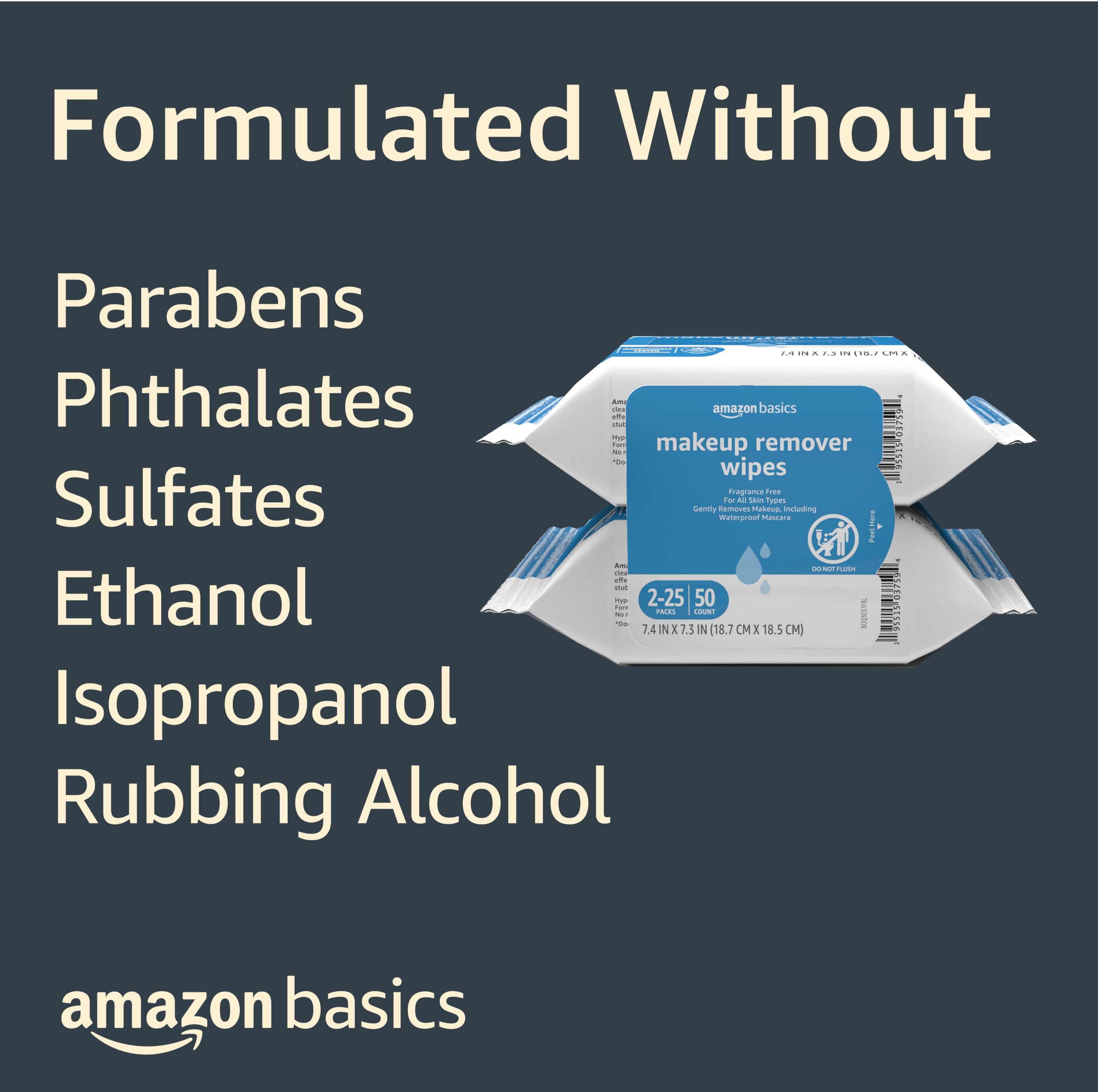 Amazon Basics Makeup Remover Wipes FSC-certified cloths with eco-friendly packaging