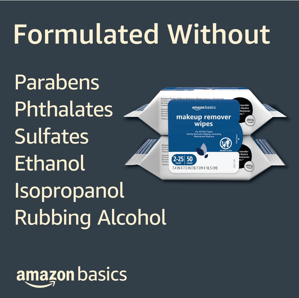 Amazon Basics wipes removing waterproof mascara with effective performance.