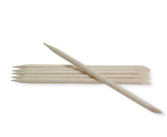 Pointed end detail for under-nail cleaning with Amazon Basics manicure sticks.
