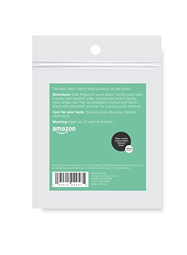 Rounded end close-up showing cuticle care capability on Amazon Basics sticks.