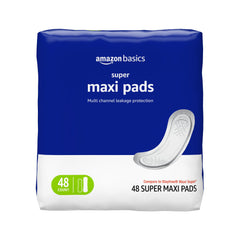 Amazon Basics Maxi Pads with absorbent core for up to 8 hours of protection