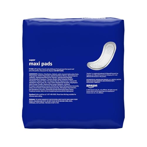 Amazon Basics Maxi Pads with Dri-Fit layers wick moisture for dry comfort