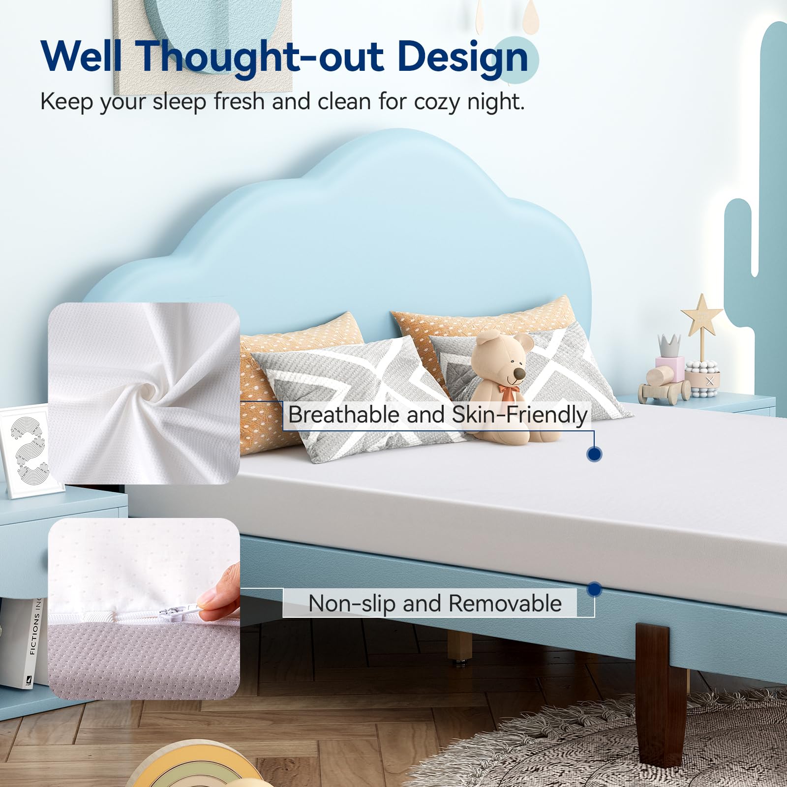 Twin Amazon Basics mattress promoting airflow design for cooling