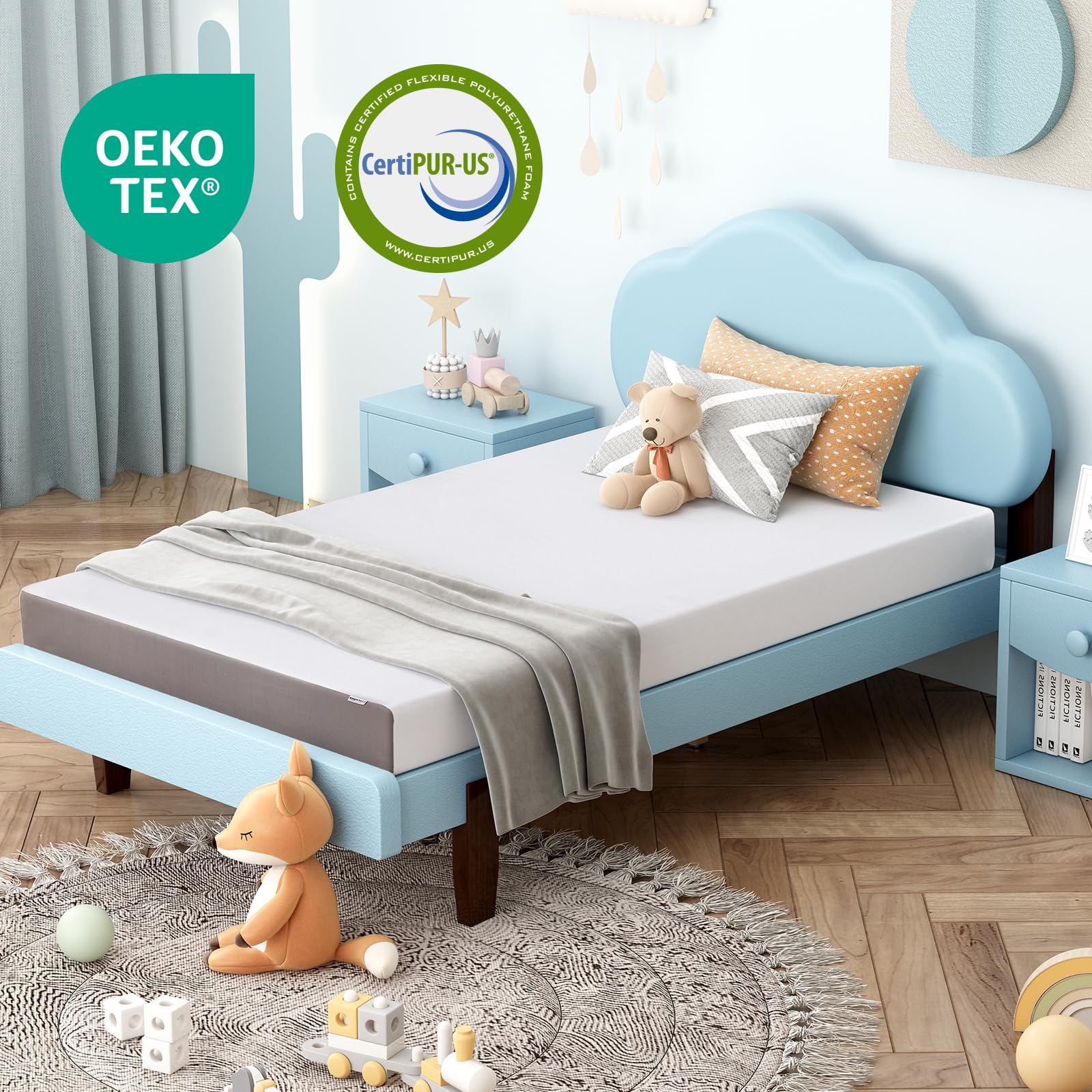 Amazon Basics memory foam mattress twin knit cover detail