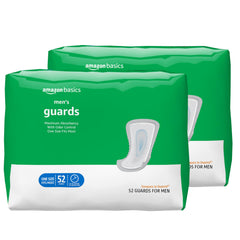 Amazon Basics men incontinence guard packaging showing 104 count