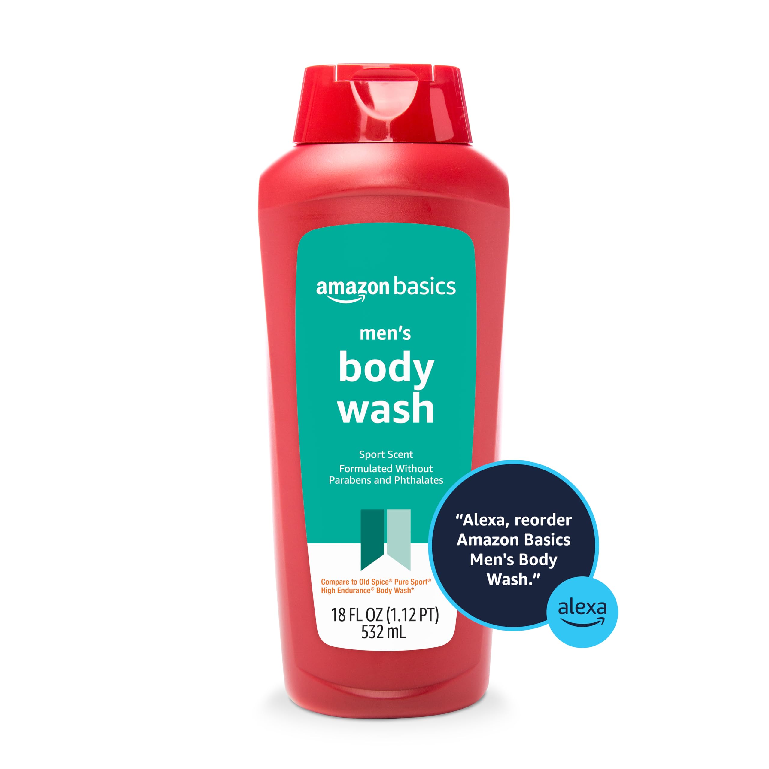 Amazon Basics six-pack displayed on shelf emphasizes everyday shower convenience.