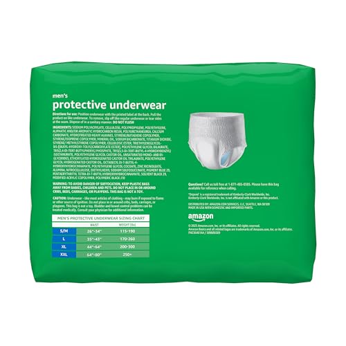 Amazon Basics men's incontinence underwear moisture management for all-day comfort