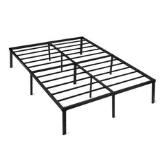 Amazon Basics metal bed frame full side view showcasing sturdy support.