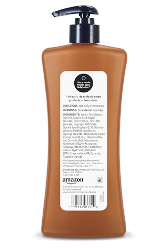 Amazon Basics moisturizing cocoa butter lotion in pump bottle for daily use