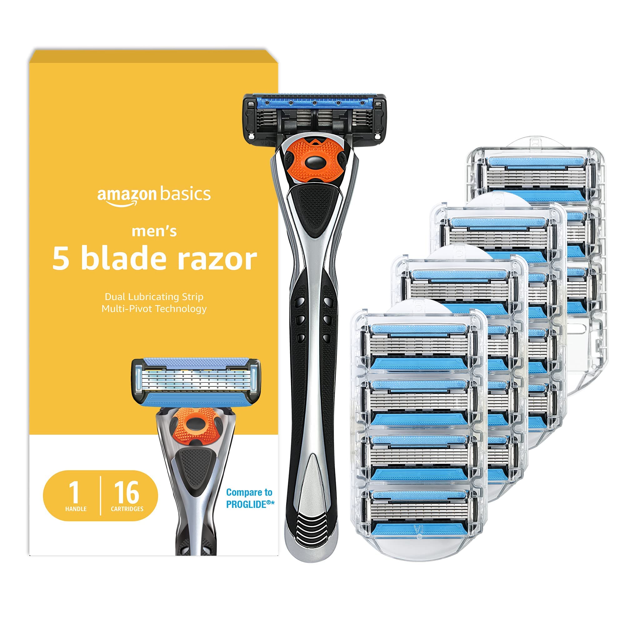 Amazon Basics MotionSphere razor handle with ergonomic grip for precise shaving.