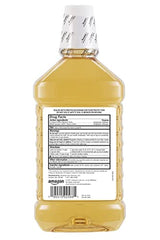 Amazon Basics mouthwash label close-up emphasizes original flavor and fluoride-free formula.