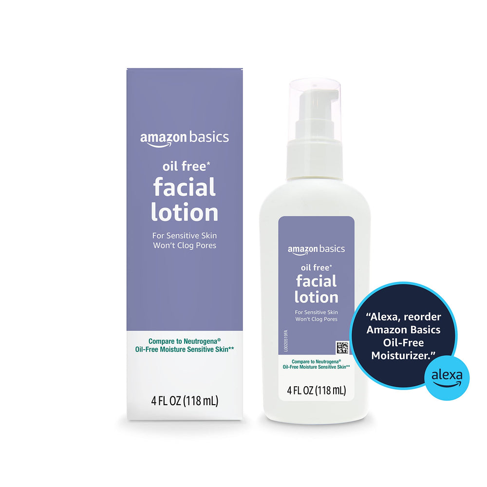 Amazon Basics oil-free formula for morning and night routines.