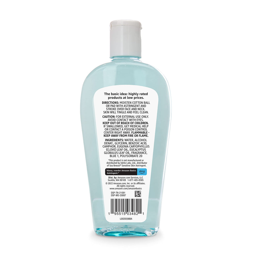 Amazon Basics Original Clean Astringent pour demonstrating easy facial application.