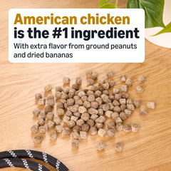 Ingredients closeup emphasizes real chicken as top ingredient and natural flavors