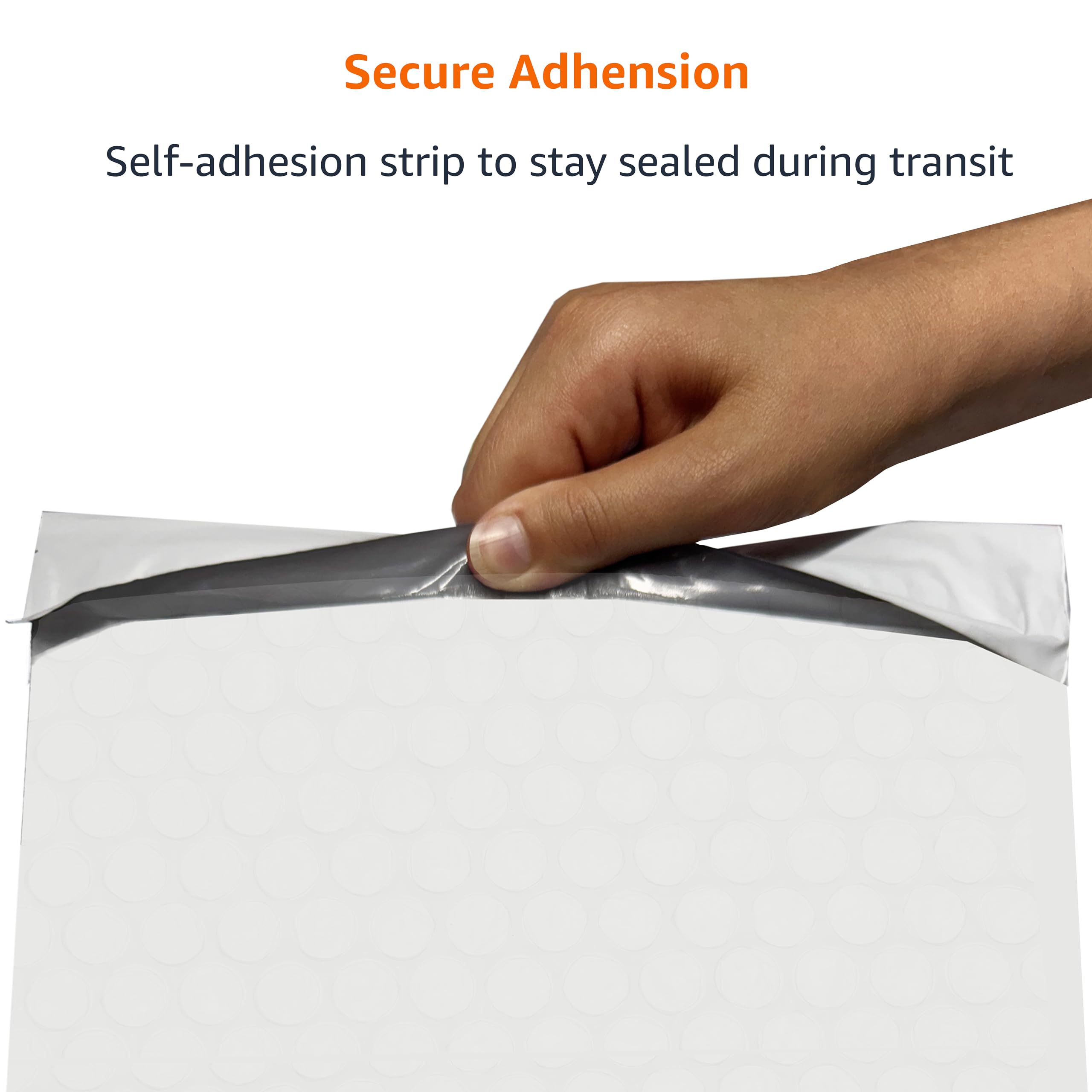 Amazon Basics tear-resistant mailer with cushioning interior in action.