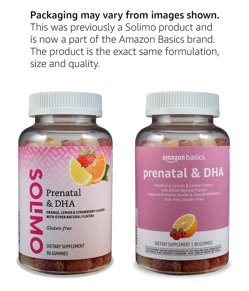 Amazon Basics Prenatal DHA gummy serving photo suggesting convenient daily routine
