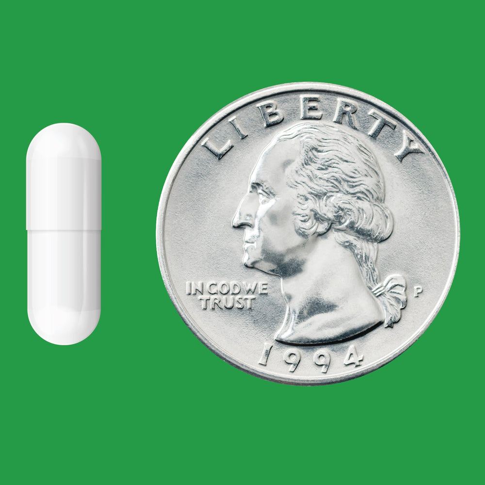 Amazon Basics vegetarian capsules indicating plant-based option for daily probiotic use.