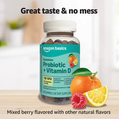 Amazon Basics Probiotic Gummies gluten-free formula.