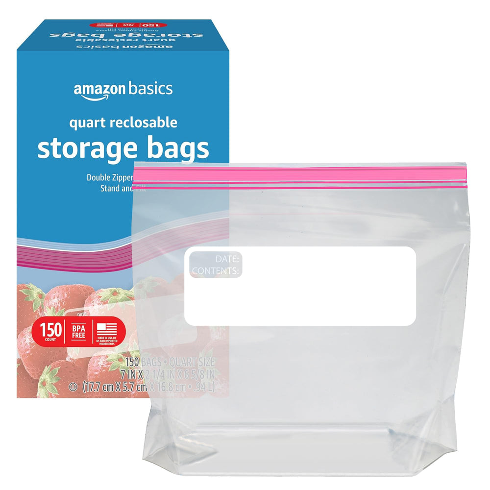Amazon Basics quart bags are BPA free for safer food storage.