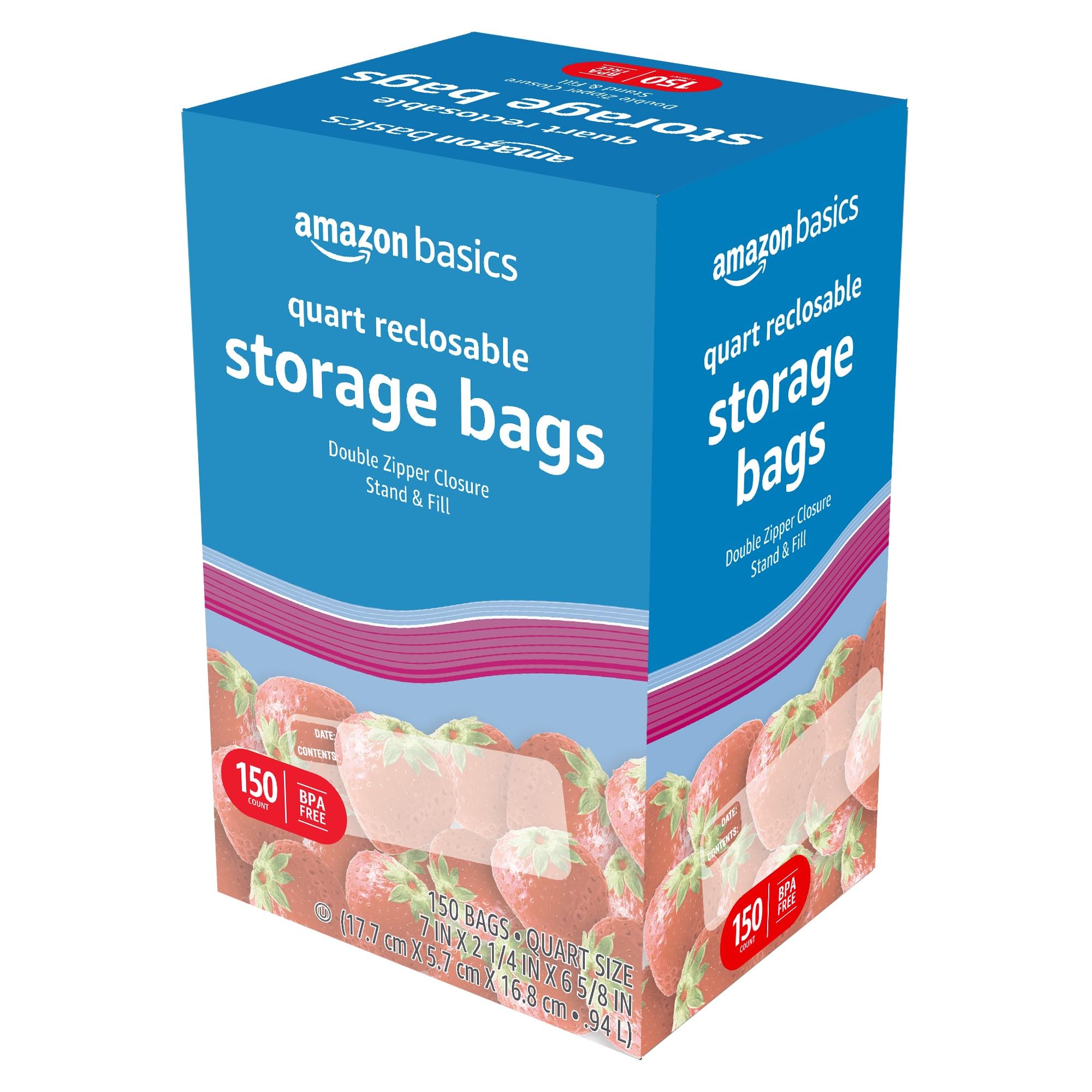 Amazon Basics quart bags help organize pantry and freezer leftovers efficiently.