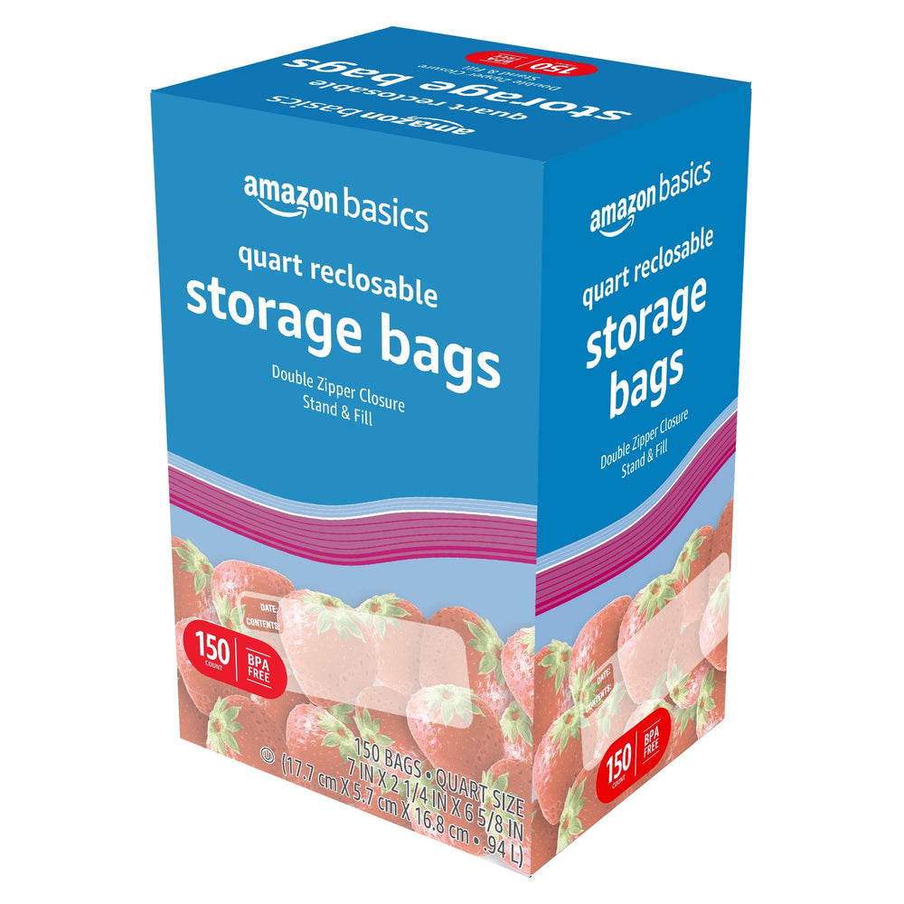Amazon Basics quart bags help organize pantry and freezer leftovers efficiently.