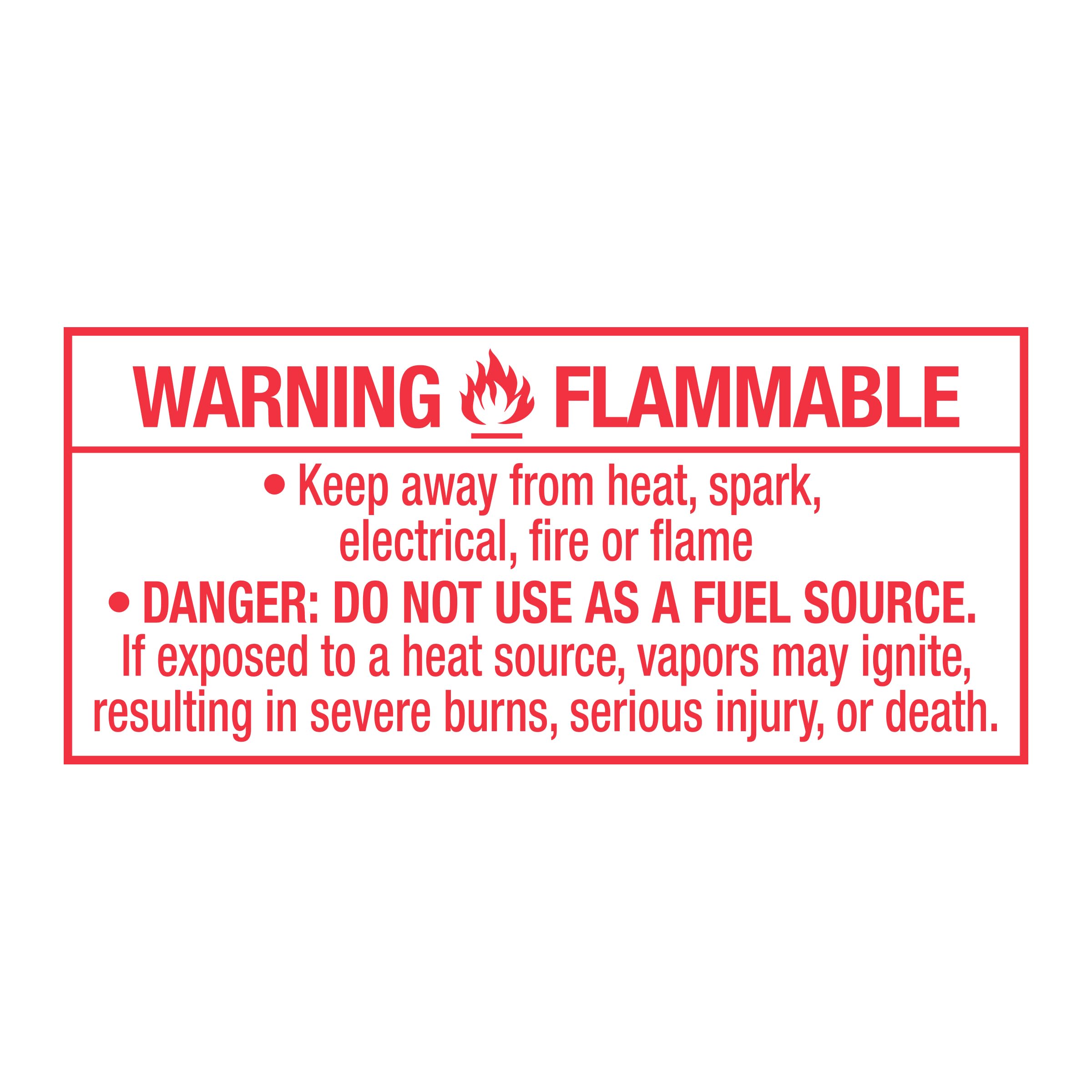 Amazon Basics safety warning label reminding not to use as fuel
