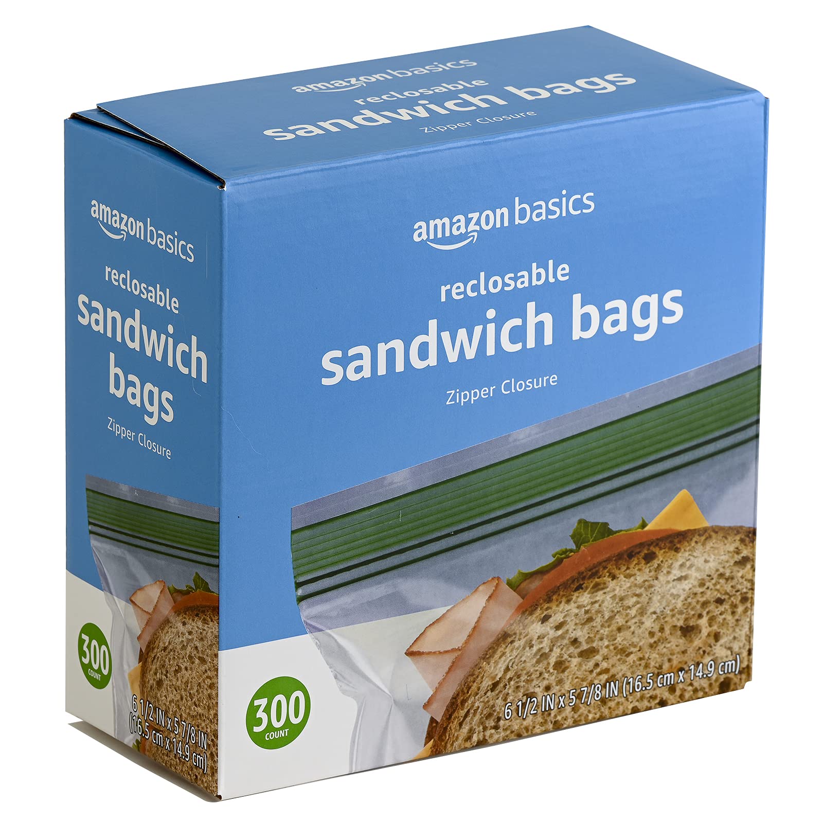 Amazon Basics 300-count pack for affordable daily food storage.