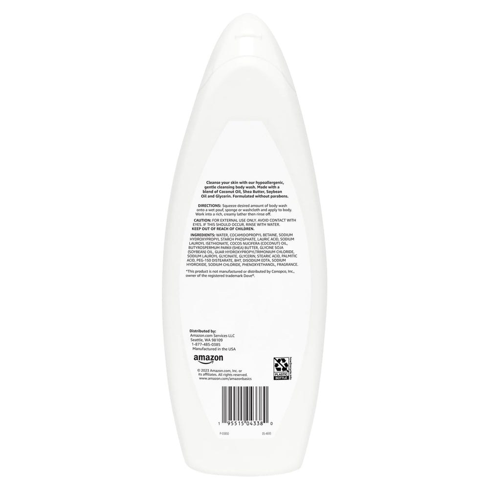 Amazon Basics sensitive skin body wash showing creamy lather for daily showers