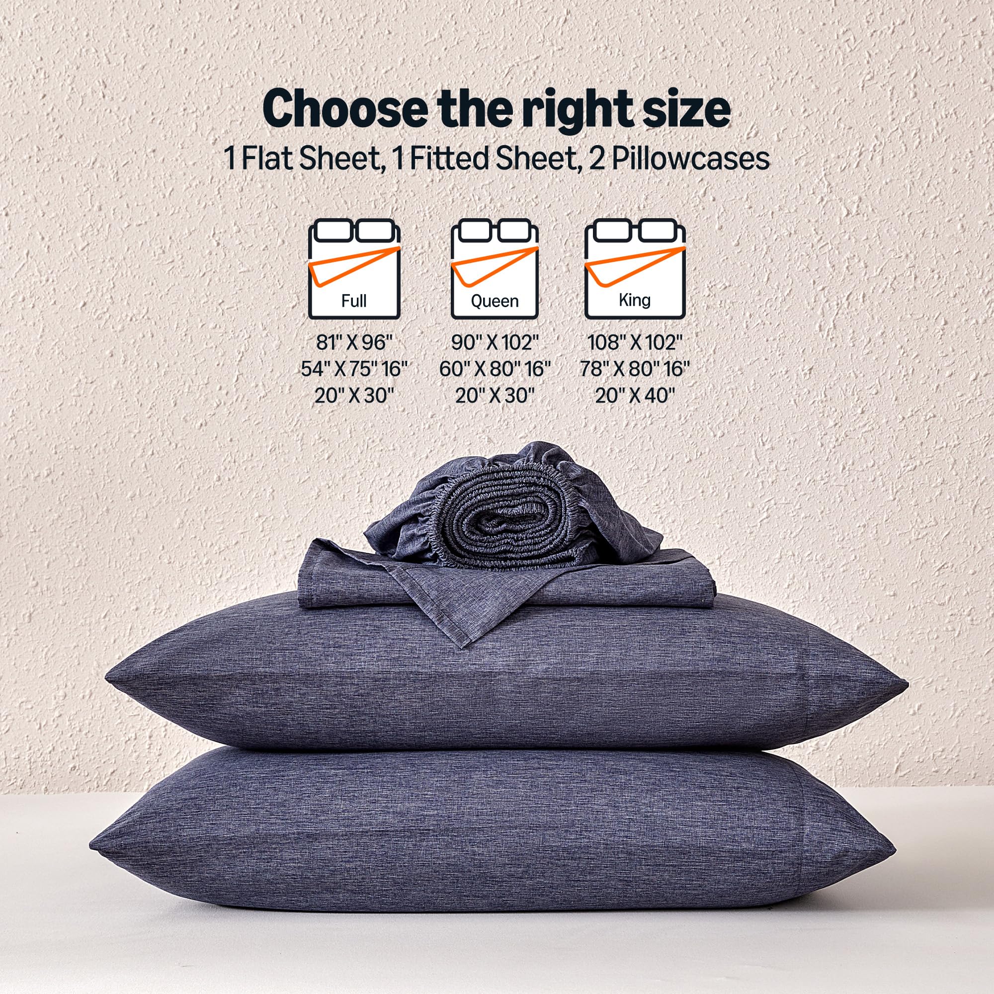 Amazon Basics sheet set blue 4-piece ensemble demonstrates cohesive bedding style.