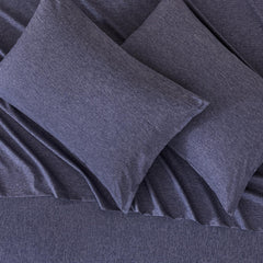 Amazon Basics blue pillowcase delivers a soft texture for restful nights.